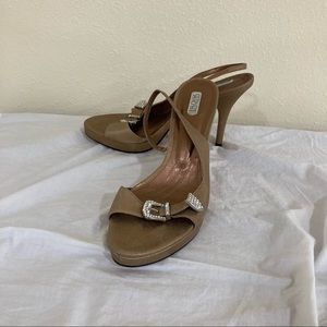 Satryani Leather Bronze Brown High Heels size 7M